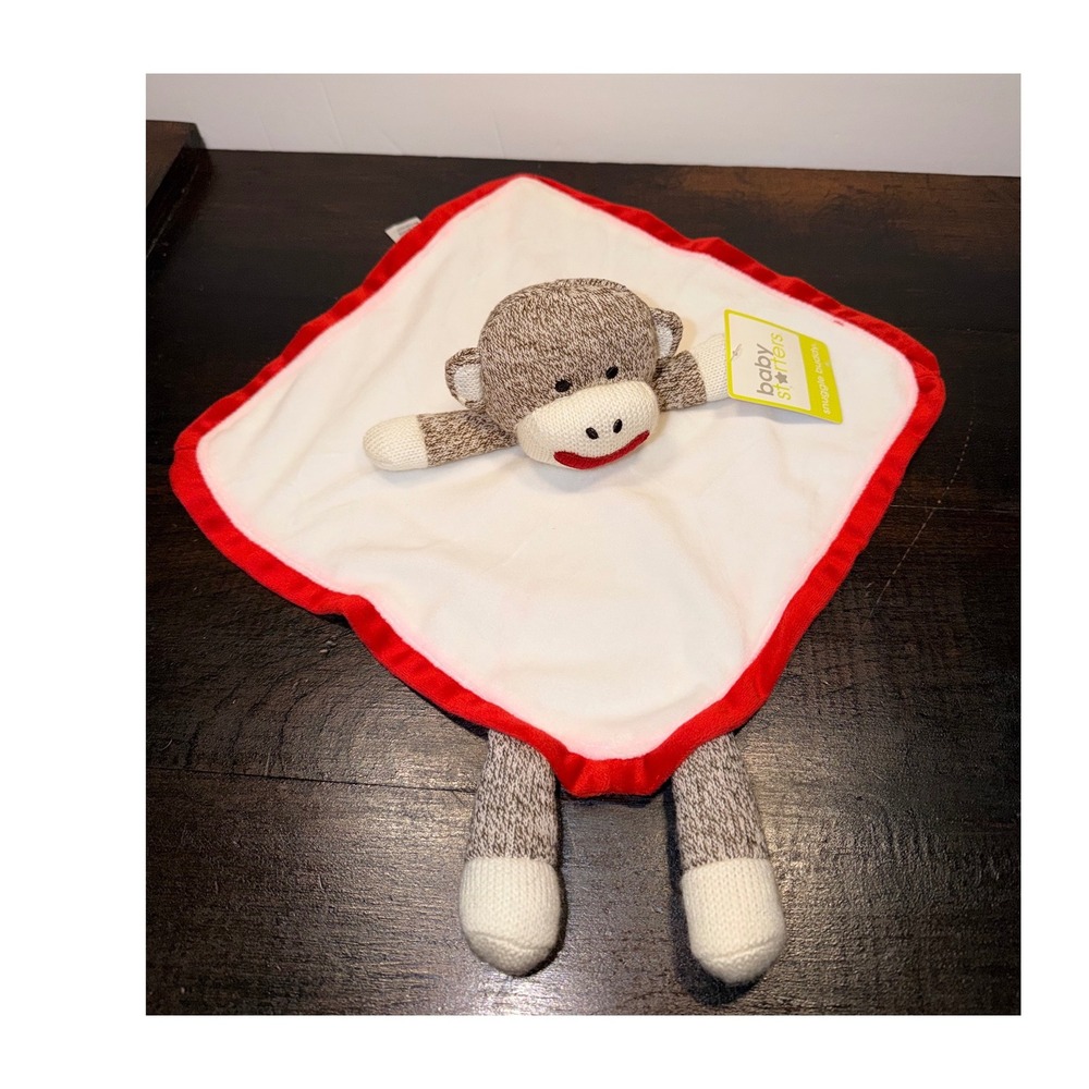 Baby Starters Snuggle Buddy Sock Monkey Lovey Security Blanket Brown Red A24353H